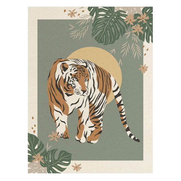 Leinwandbild Gold - Safari Tiere - Tiger - Hochformat 3:4