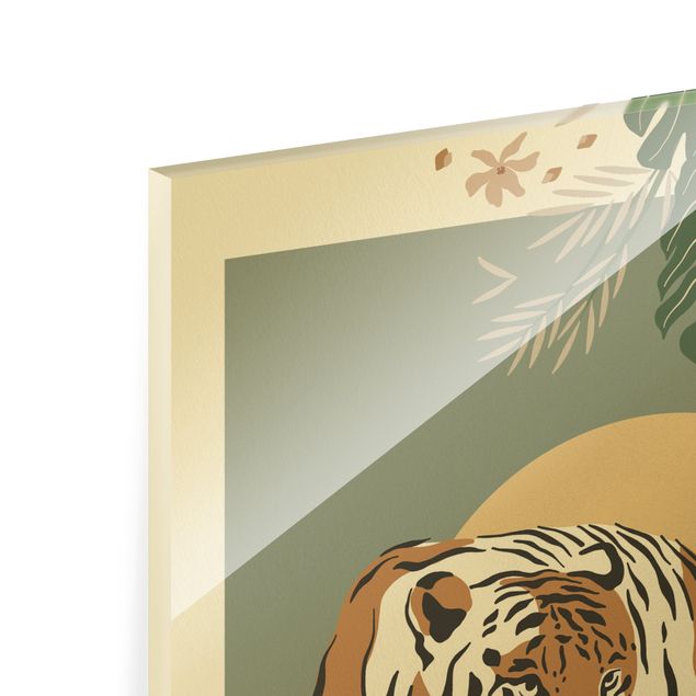 Glasbild - Safari Tiere - Tiger - Hochformat 3:4