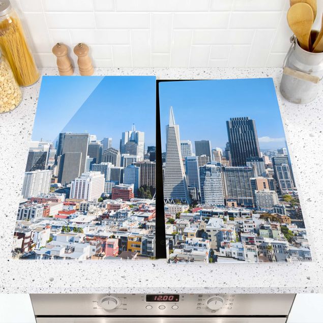 Herdabdeckplatte Glas - San Francisco Skyline