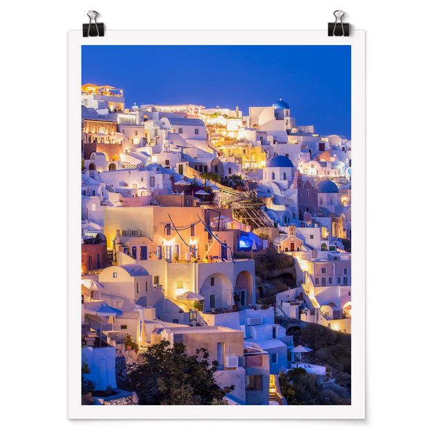 Poster - Santorini at night - Hochformat 3:4