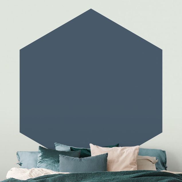 Hexagon Mustertapete selbstklebend - Schieferblau