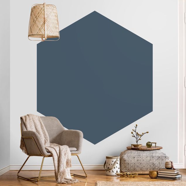 Hexagon Mustertapete selbstklebend - Schieferblau