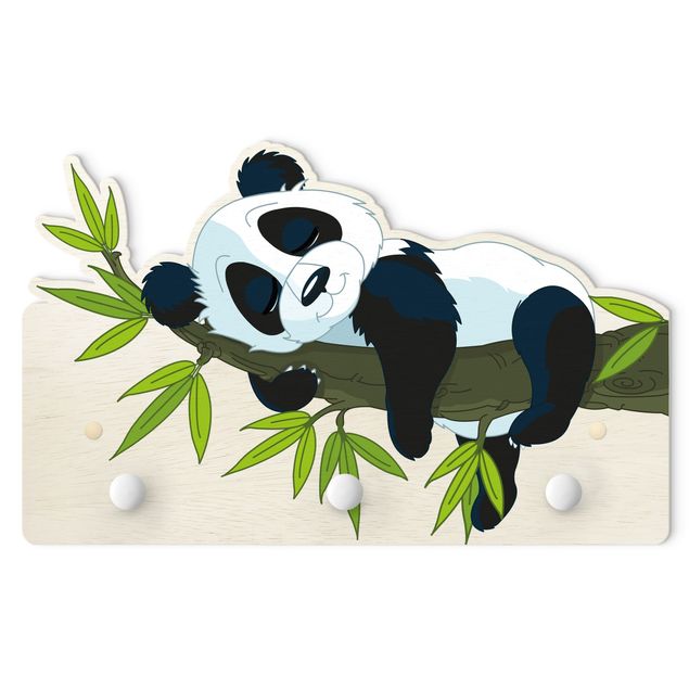 Kindergarderobe Holz - Schlafender Panda
