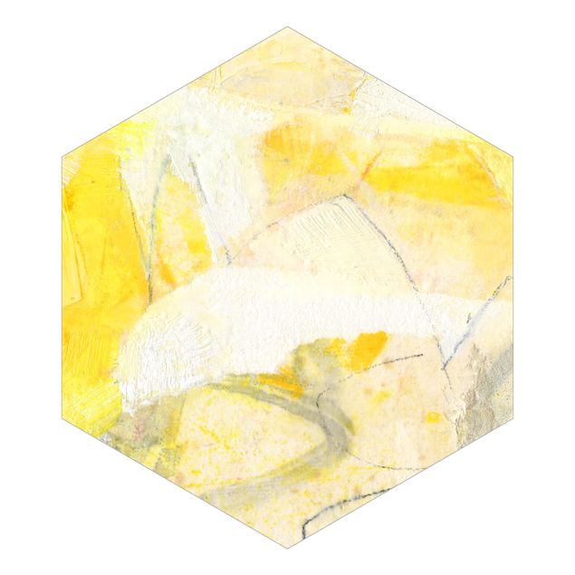 Hexagon Mustertapete selbstklebend - Schneeberge im Sonnenlicht