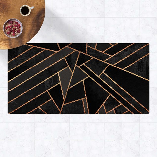 Moderner Teppich Schwarze Dreiecke Gold
