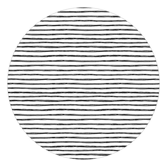 Runde Tapete selbstklebend - Schwarze Tusche Linienmuster