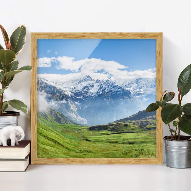 Bild mit Rahmen - Schweizer Alpenpanorama - Quadrat