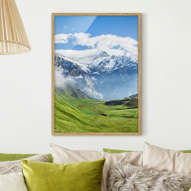 Bild mit Rahmen - Schweizer Alpenpanorama - Hochformat