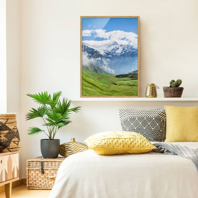 Bild mit Rahmen - Schweizer Alpenpanorama - Hochformat
