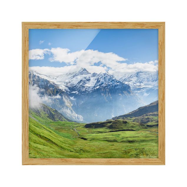Bild mit Rahmen - Schweizer Alpenpanorama - Quadrat
