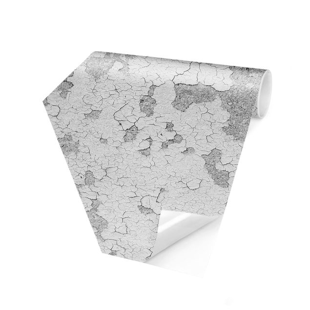 Hexagon Mustertapete selbstklebend - Shabby Putz in Grau