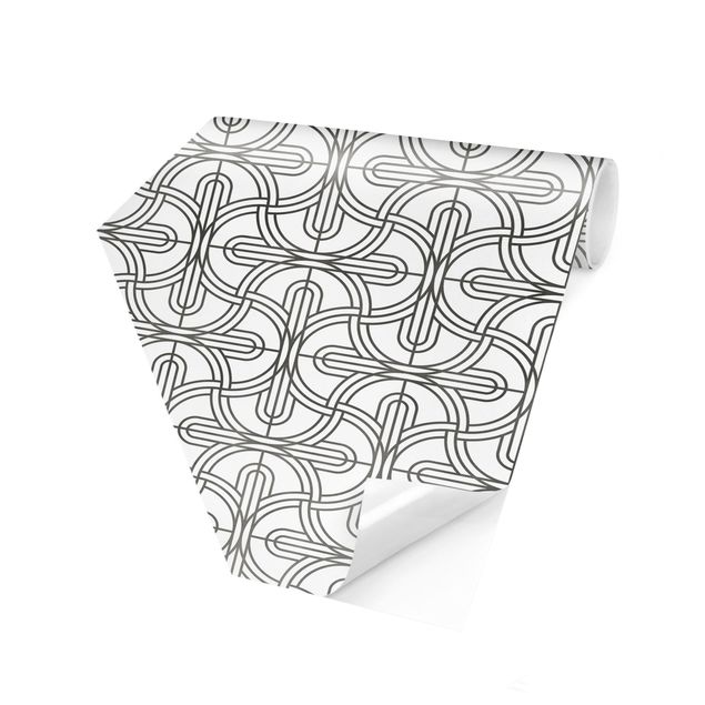 Hexagon Mustertapete selbstklebend - Silbernes Art Deco Muster XXL