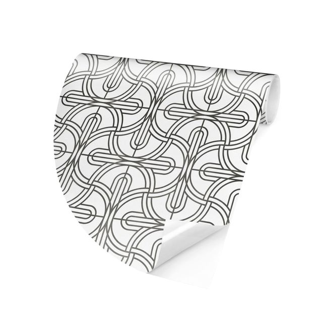 Runde Tapete selbstklebend - Silbernes Art Deco Muster XXL