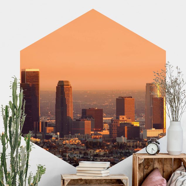 Hexagon Mustertapete selbstklebend - Skyline of Los Angeles