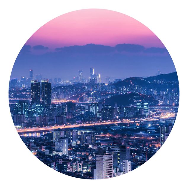 Runde Tapete selbstklebend - Skyline von Seoul