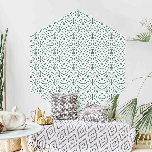 Hexagon Mustertapete selbstklebend - Smaragd Art Deco Muster XXL