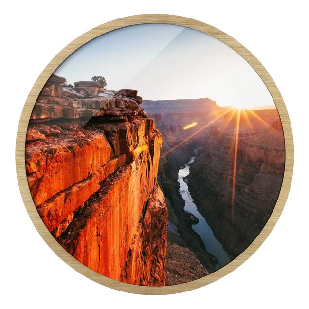 Rundes Gerahmtes Bild - Sonne im Grand Canyon