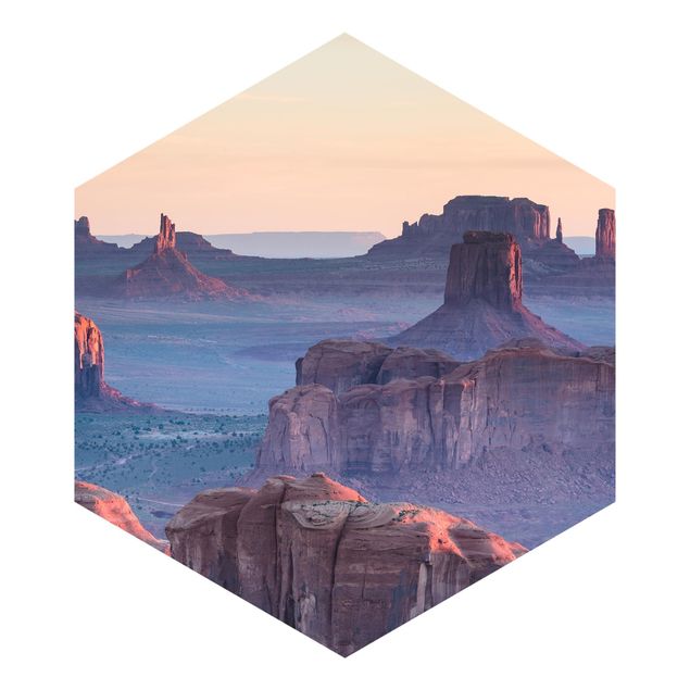 Hexagon Fototapete selbstklebend - Sonnenaufgang in Arizona
