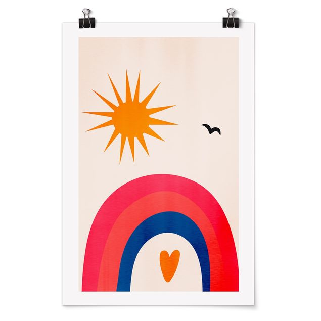 Poster - Sonnenschein und Regenbogen - Hochformat 2:3