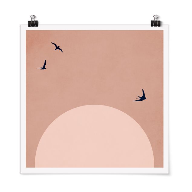 Poster - Sonnenuntergang in Rosa - Quadrat 1:1