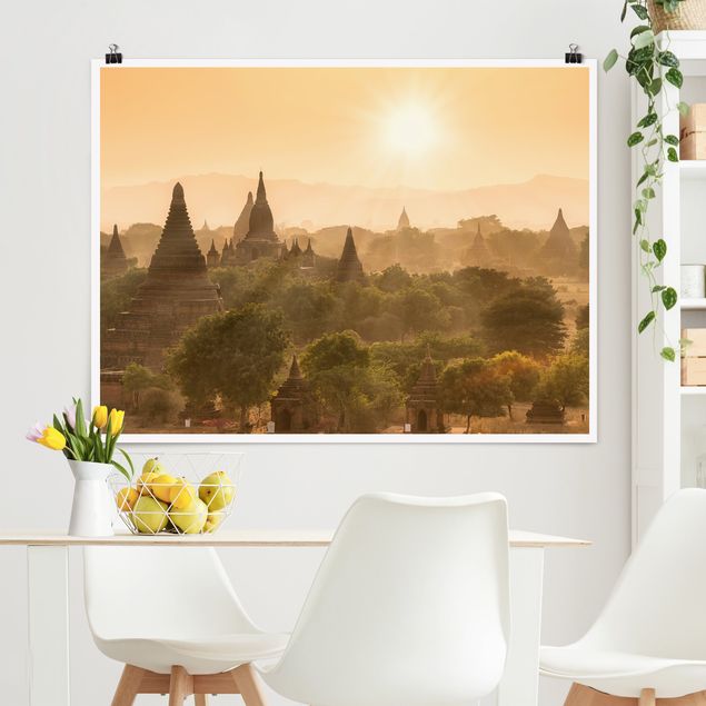 Poster - Sonnenuntergang über Bagan - Querformat 4:3