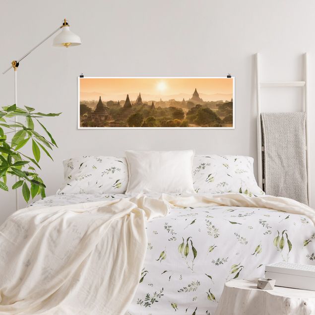 Poster - Sonnenuntergang über Bagan - Panorama 3:1