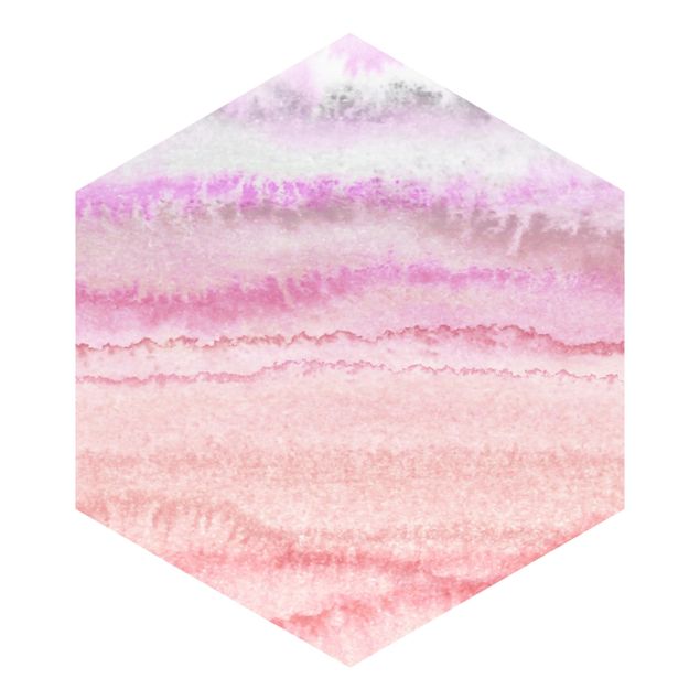 Hexagon Mustertapete selbstklebend - Spiel der Farben in Pink