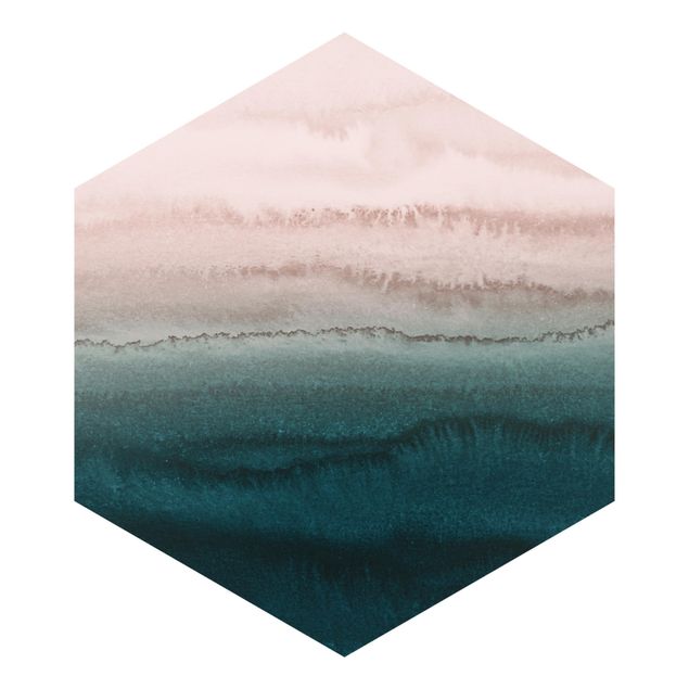 Hexagon Mustertapete selbstklebend - Spiel der Farben Meeresrauschen