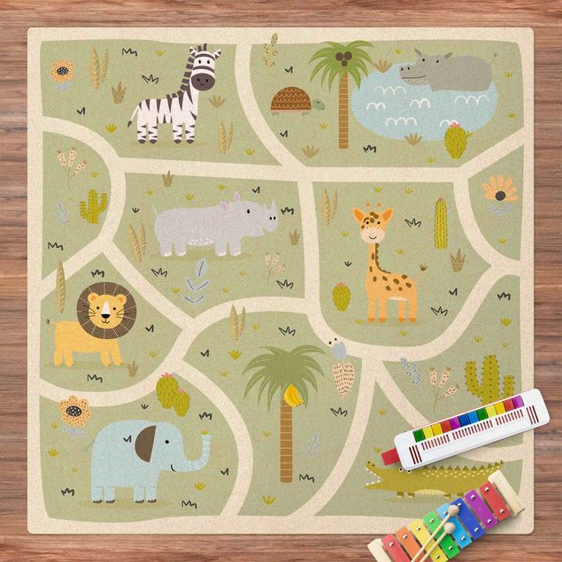 Spielteppich Kinder Safari - Die große Vielfalt der Tiere