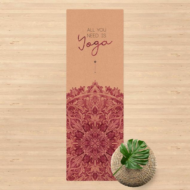 Moderne Teppiche Spruch All you need is Yoga Rot