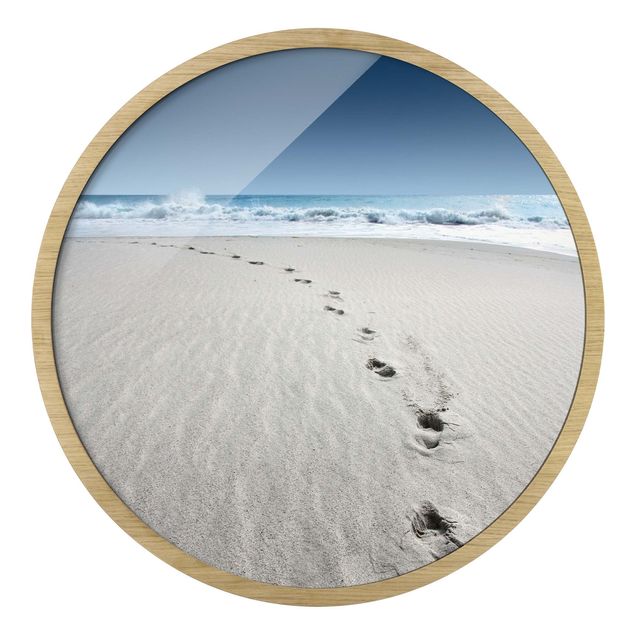 Rundes Gerahmtes Bild - Spuren im Sand