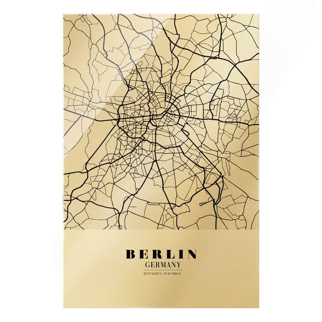 Glasbild - Stadtplan Berlin - Klassik - Hochformat 2:3