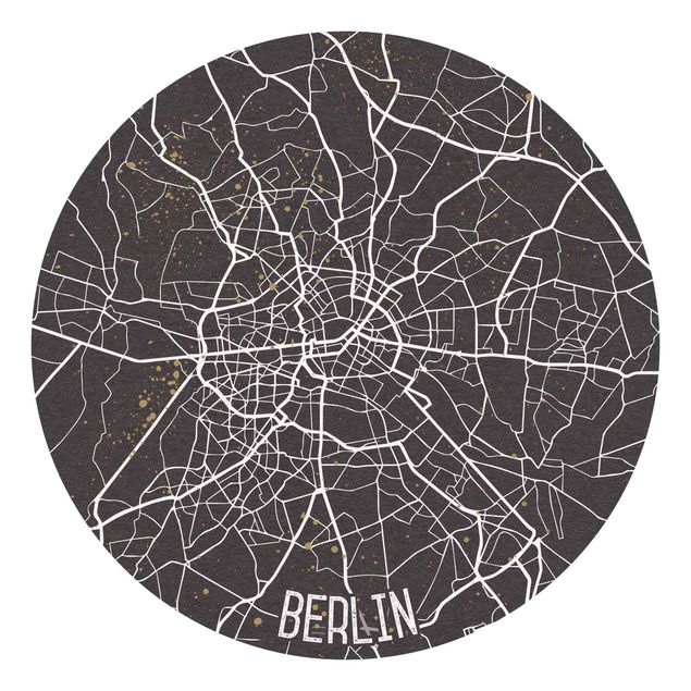 Runde Tapete selbstklebend - Stadtplan Berlin - Retro