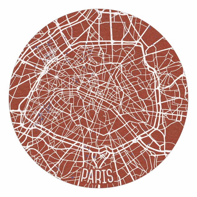 Runde Tapete selbstklebend - Stadtplan Paris - Retro