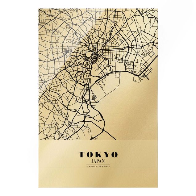 Glasbild - Stadtplan Tokyo - Klassik - Hochformat 2:3