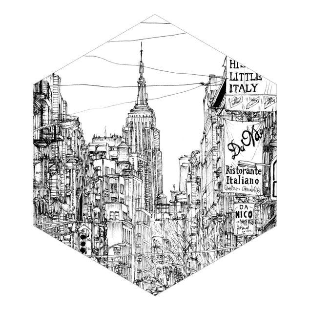Hexagon Mustertapete selbstklebend - Stadtstudie - Little Italy