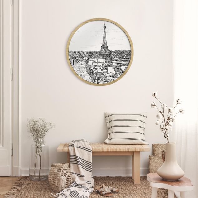 Rundes Gerahmtes Bild - Stadtstudie - Paris