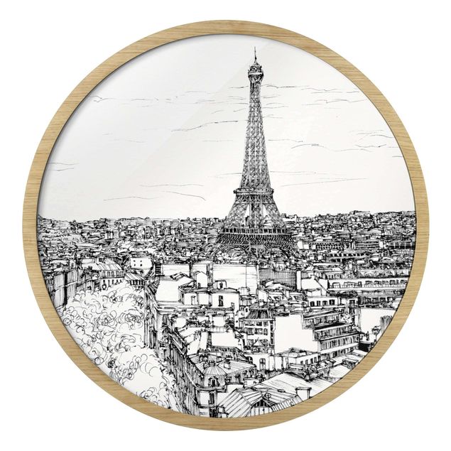 Rundes Gerahmtes Bild - Stadtstudie - Paris