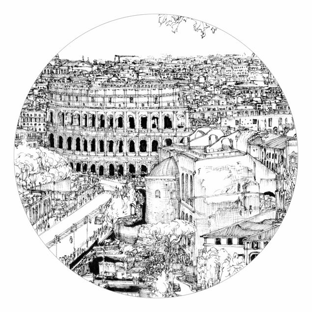 Runde Tapete selbstklebend - Stadtstudie - Rom