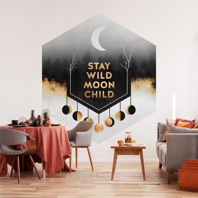 Hexagon Mustertapete selbstklebend - Stay Wild Moon Child