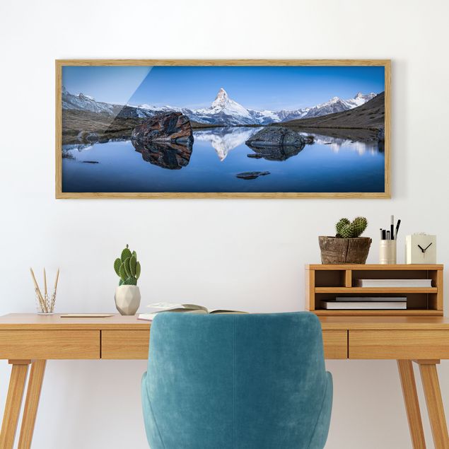 Bild mit Rahmen - Stellisee vor dem Matterhorn - Panorama