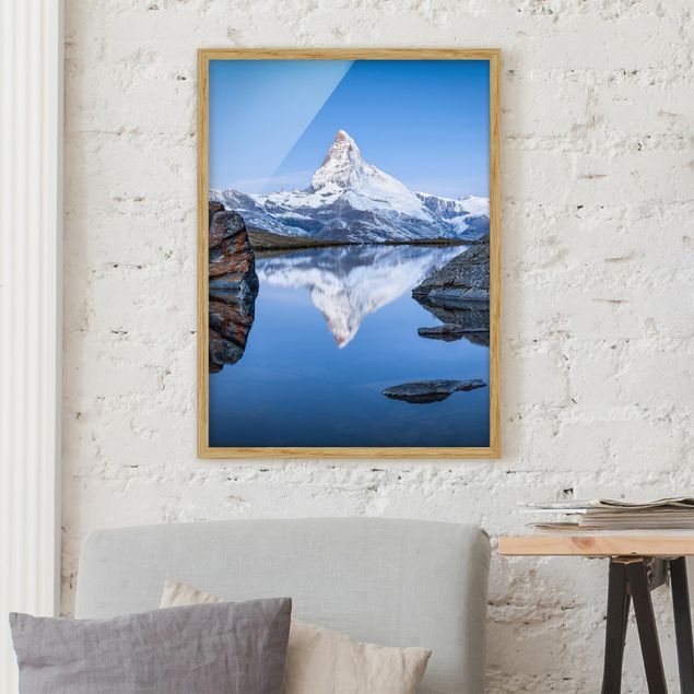 Bild mit Rahmen - Stellisee vor dem Matterhorn - Hochformat
