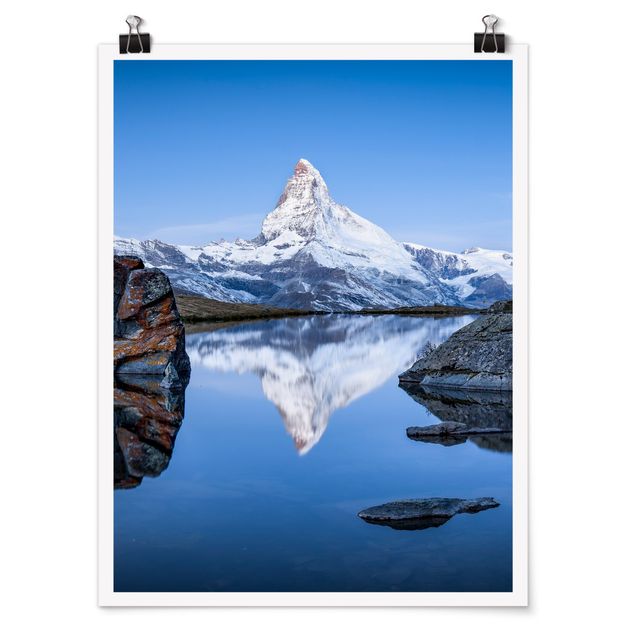Poster - Stellisee vor dem Matterhorn - Hochformat 3:4