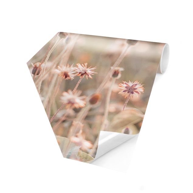 Hexagon Mustertapete selbstklebend - Strahlende Blumenwiese