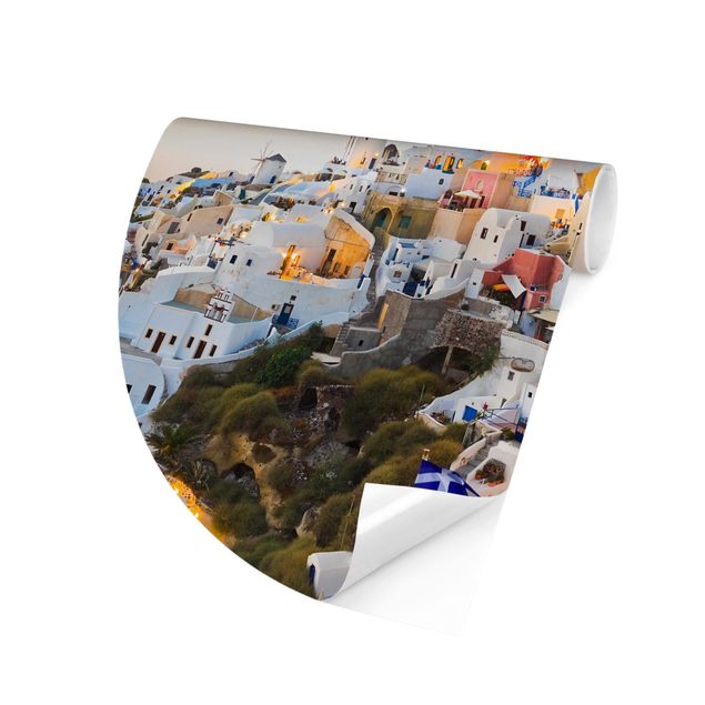 Runde Tapete selbstklebend - Strahlendes Santorin