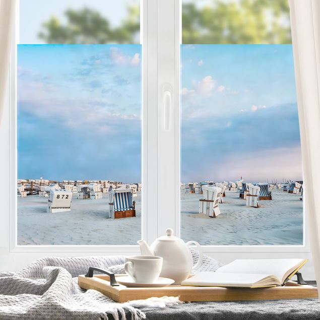 Fensterfolie - Sichtschutz - Strandkörbe an der Nordsee - Fensterbilder