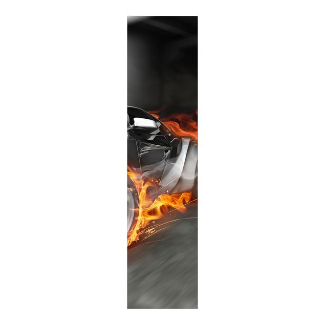 Schiebegardinen Set - Supercar in Flammen - Flächenvorhänge