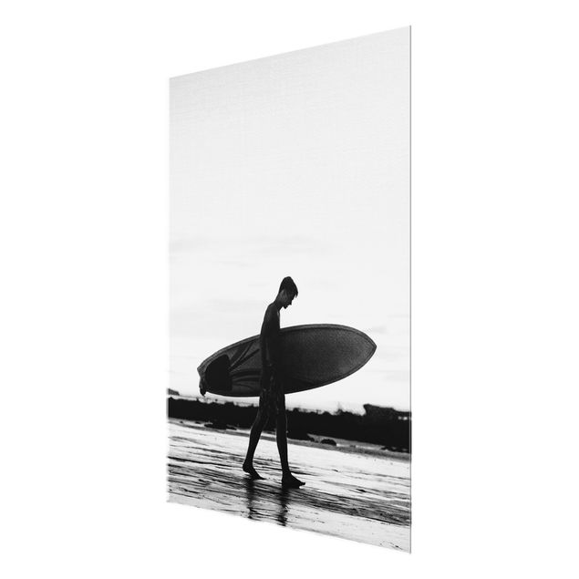 Glasbild - Surferboy im Schattenprofil - Hochformat