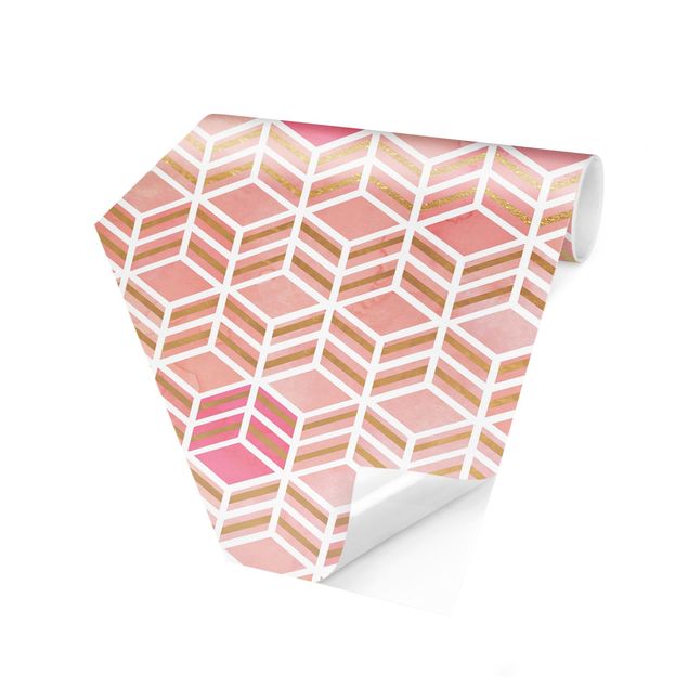 Hexagon Mustertapete selbstklebend - Take the Cake Gold und Rose