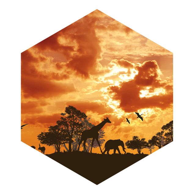Hexagon Mustertapete selbstklebend - Tanzania Sunset